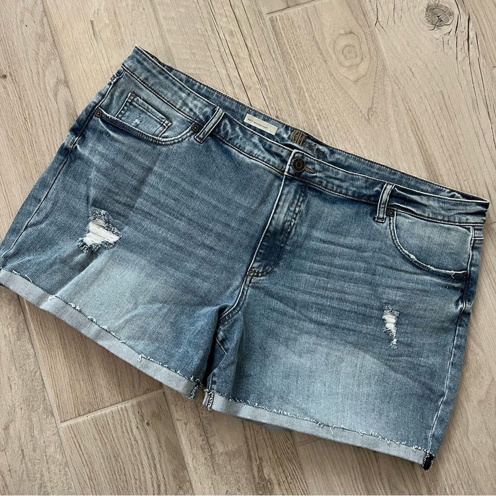 NEW Kut from the Kloth Katy boyfriend denim raw hem cuffed jean shorts new 20W - Picture 4 of 10